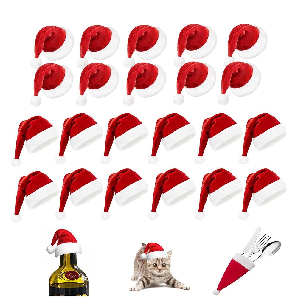 5943 24pcs Mini Santa Hat Crafts 2inch 3inch, Small Santa Hat for Craft